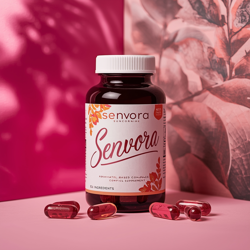 Senvora plant-based complex product bottle displayed